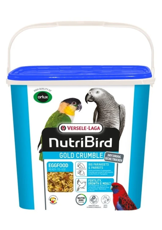 VERSELE LAGA ORLUX EGGFOOD NUTRIBIORD GOLD CRUMBLE BIG PARAKEETS & PARROTS Big SUCHY POKARM JAJECZNY DLA ŚREDNICH I DUŻYCH PAPUG