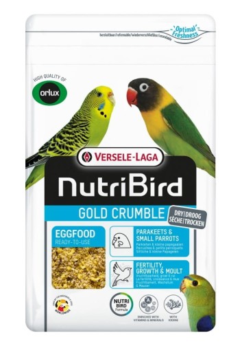 VERSELE LAGA NUTRIBIRD GOLD CRUMBLE PARAKEETS SMALL PARROTS 1KG POKARM JAJECZNY DLA MAŁYCH PAPUG I PAPUŻEK