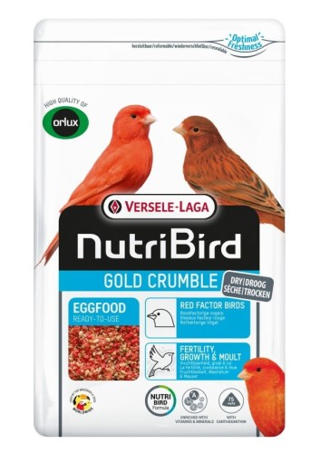 NUTRIBIRD GOLD CRUMBLE EGGFOOD RED FAKTOR POKARM JAJECZNY DLA CZERWONYCH KANARKÓW