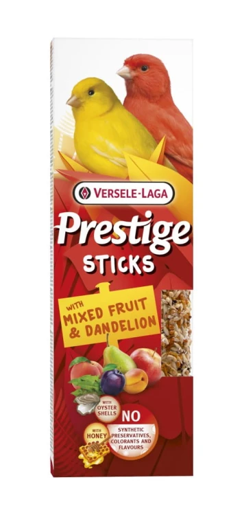 versele laga Prestige Sticks Canaries with Mixed Fruit & Dandelion 60g – kolby z mieszanką owoców i mniszkiem lekarskim dla kanarków