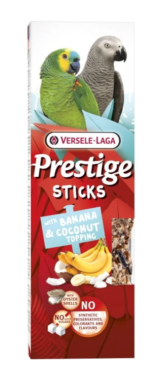versele laga Prestige Sticks Parrots with Banana & Coconut topping 140g – kolby z posypką z banana i kokosa dla dużych papug