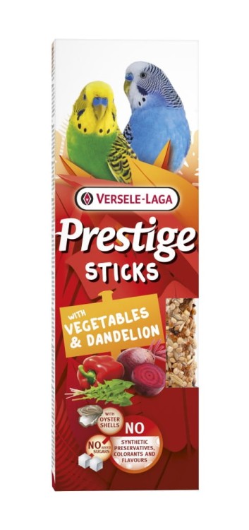 versele laga Prestige Sticks Small Parakeets with Vegetables & Dandelion 60g – kolby z warzywami i mniszkiem dla małych papużek